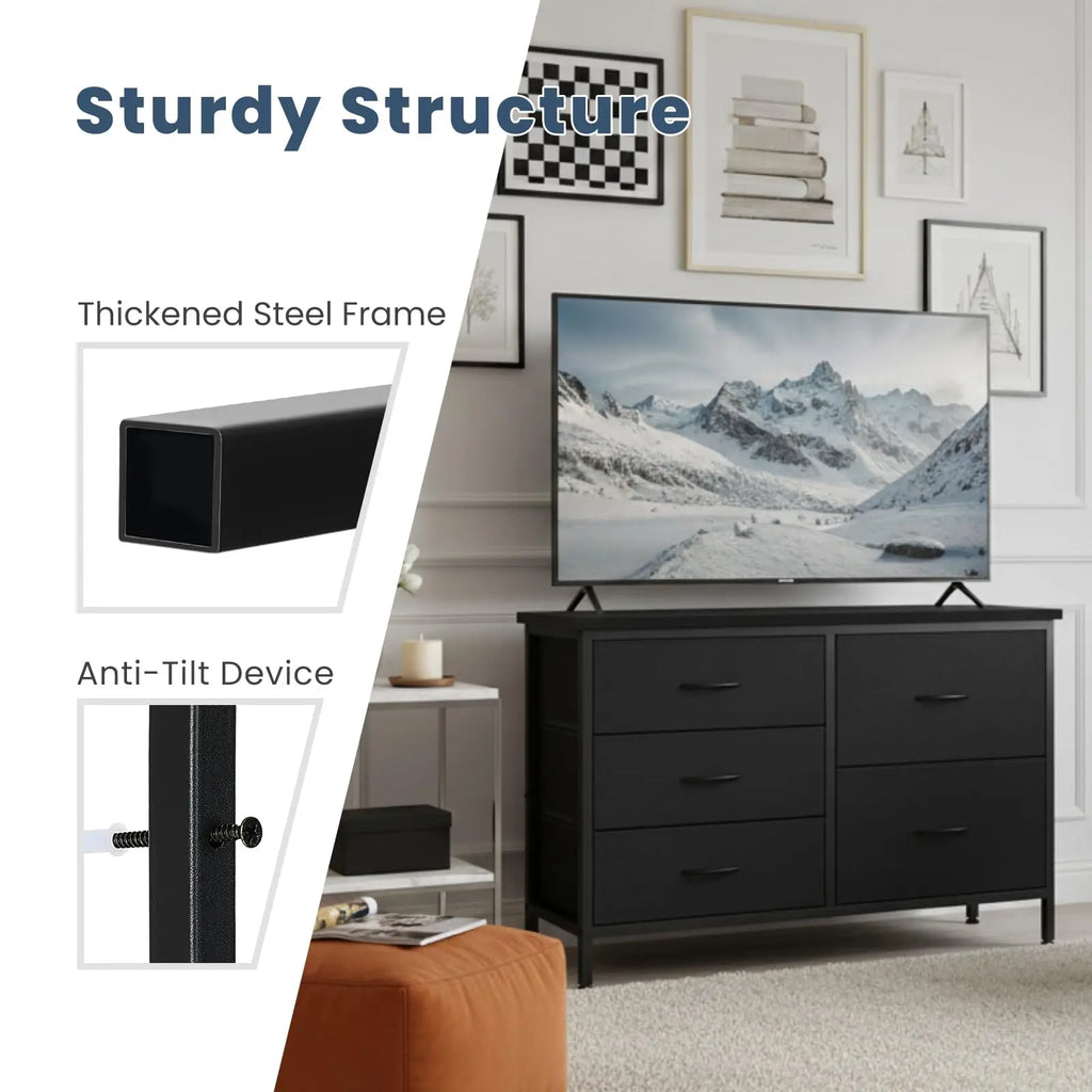 MCQ Cabinet With 5 Fabric Drawers Metal Frame