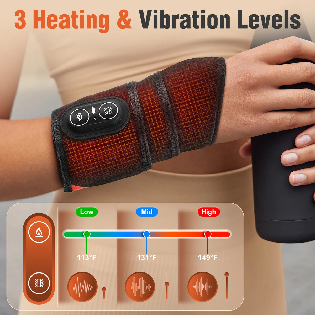 Red Light Vibration Heating Wrap Versatile Heating Pad Wrap for Knee, Elbow, Wrist, Ankle, Body