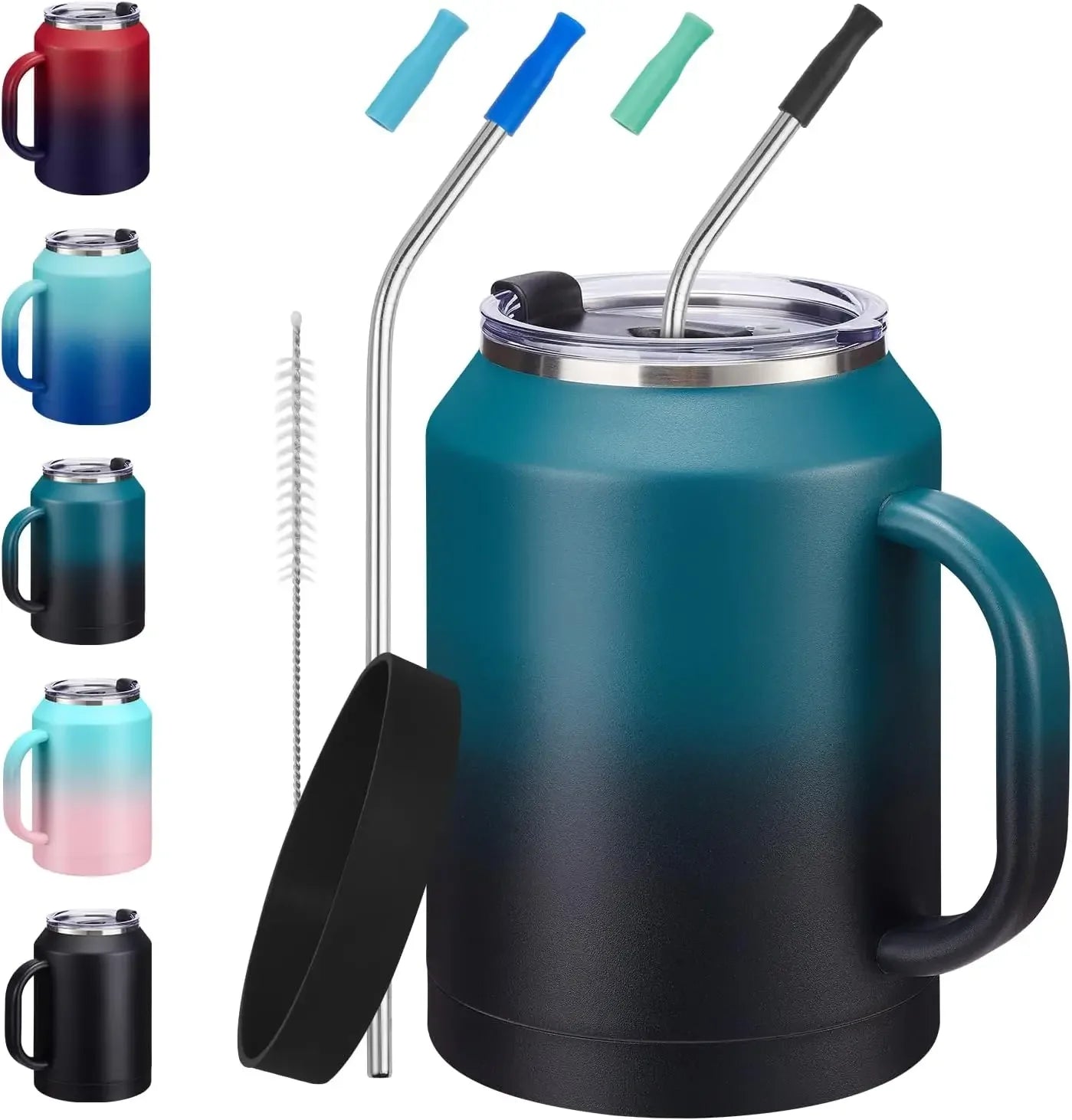 50 oz Insulated Tumbler with Handle and Straw
