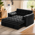 3 in 1 Sleeper Sofa Bed with Adjustable Backrest, Black Velvet