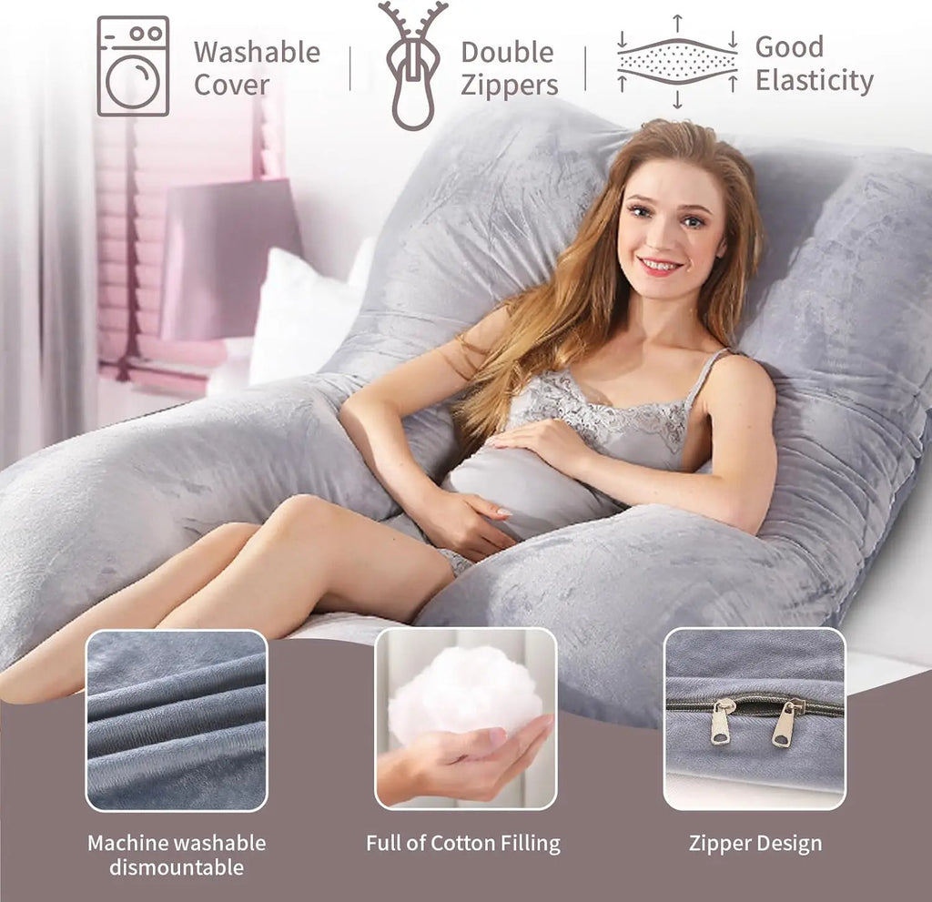 Grey Crystal Velvet G Type Full Body Pillow