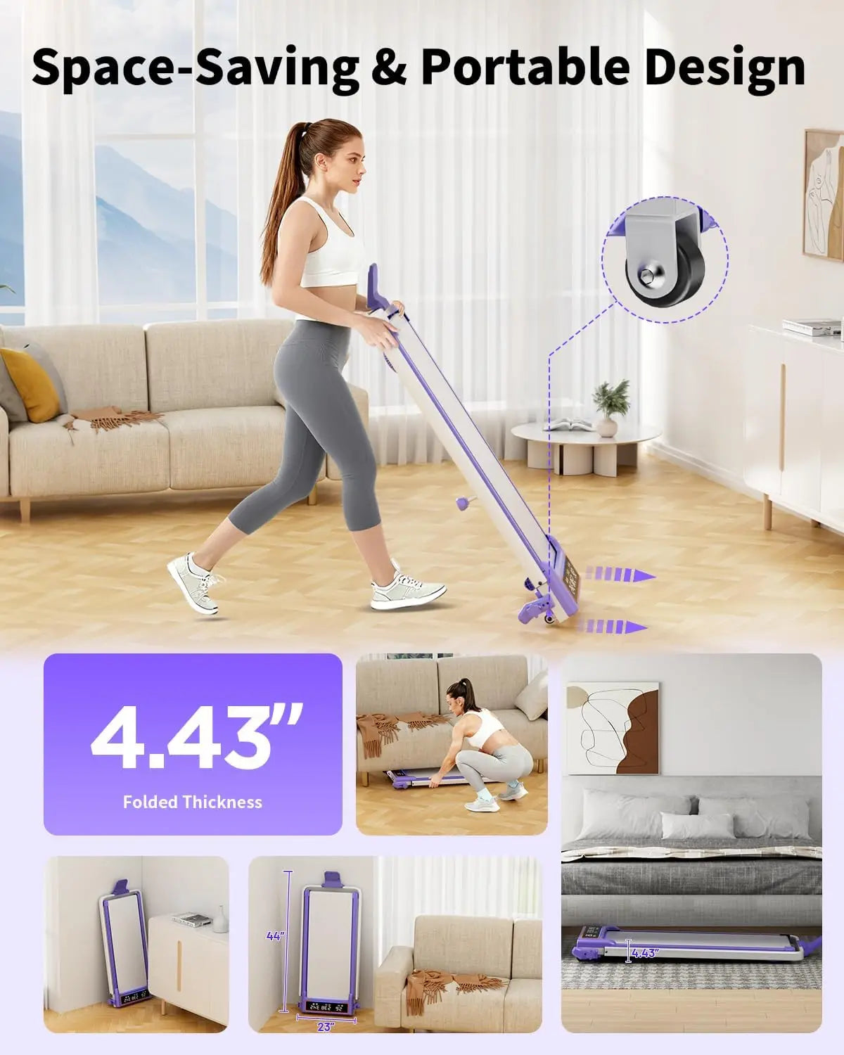 Folding Walking Pad /Dual Screen Display, 350lbs Capacity