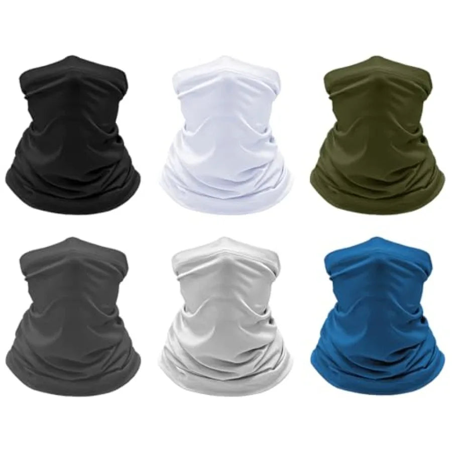 6 Pack Cooling Neck Gaiter Face Cover Mask Summer Breathable Dust UV Bandana Scarf for Men Women Fishing Running Cycling