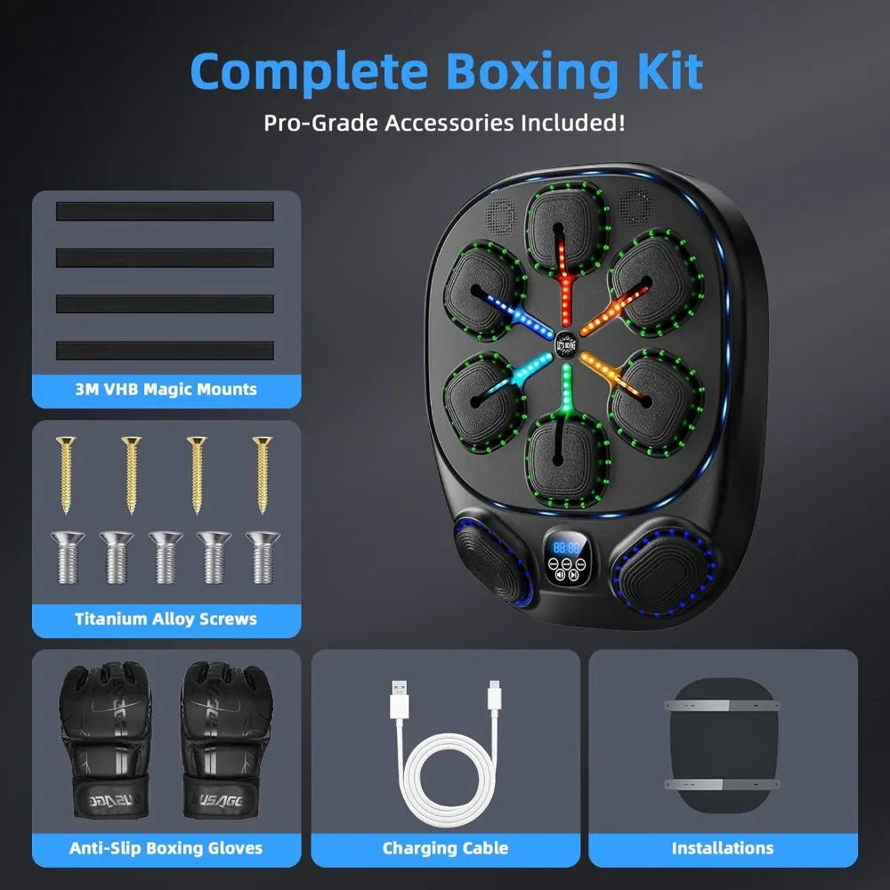 Music Boxing Machine with LED Lights & Bluetooth Speaker