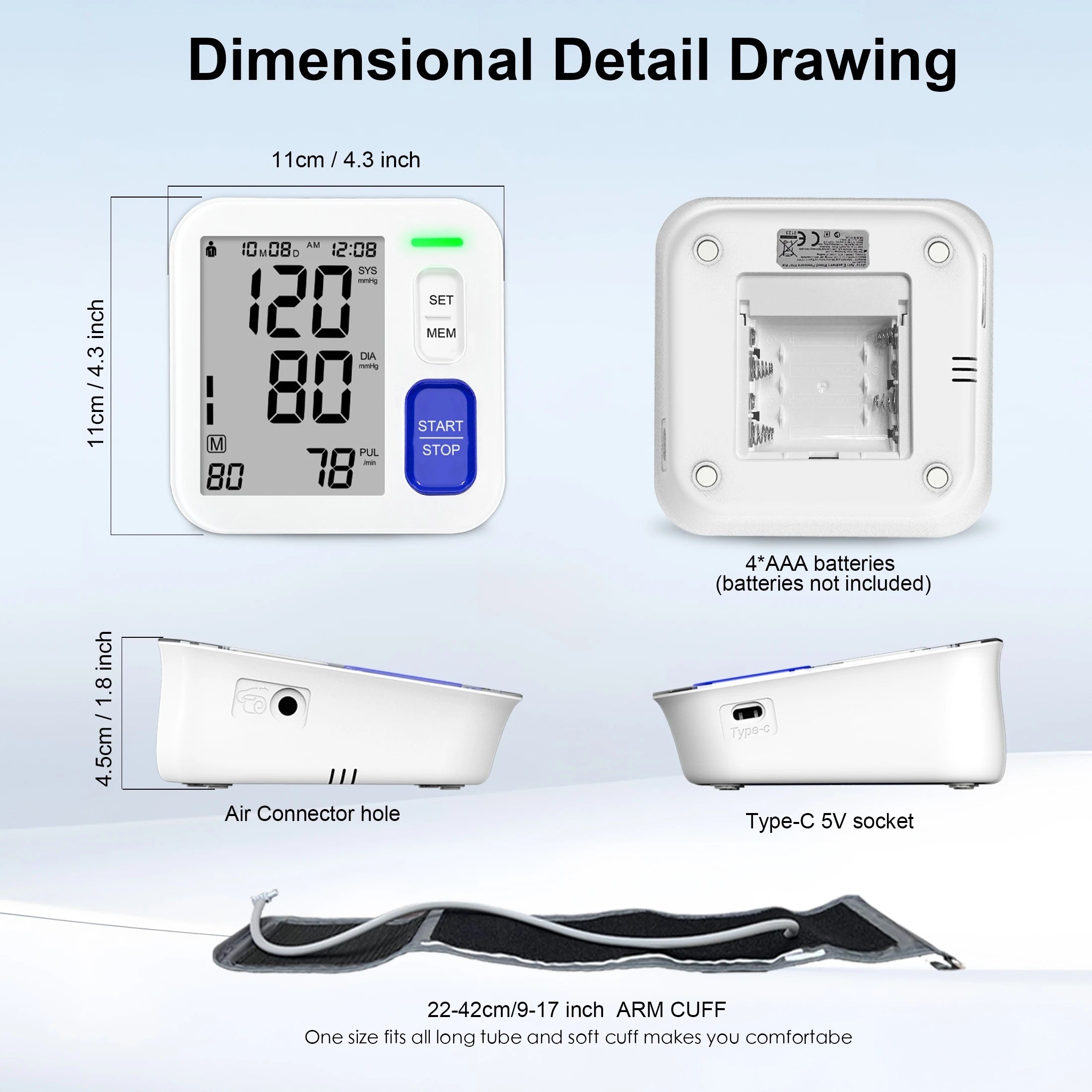Automatic blood pressure with a Large Cuff for Upper Arms