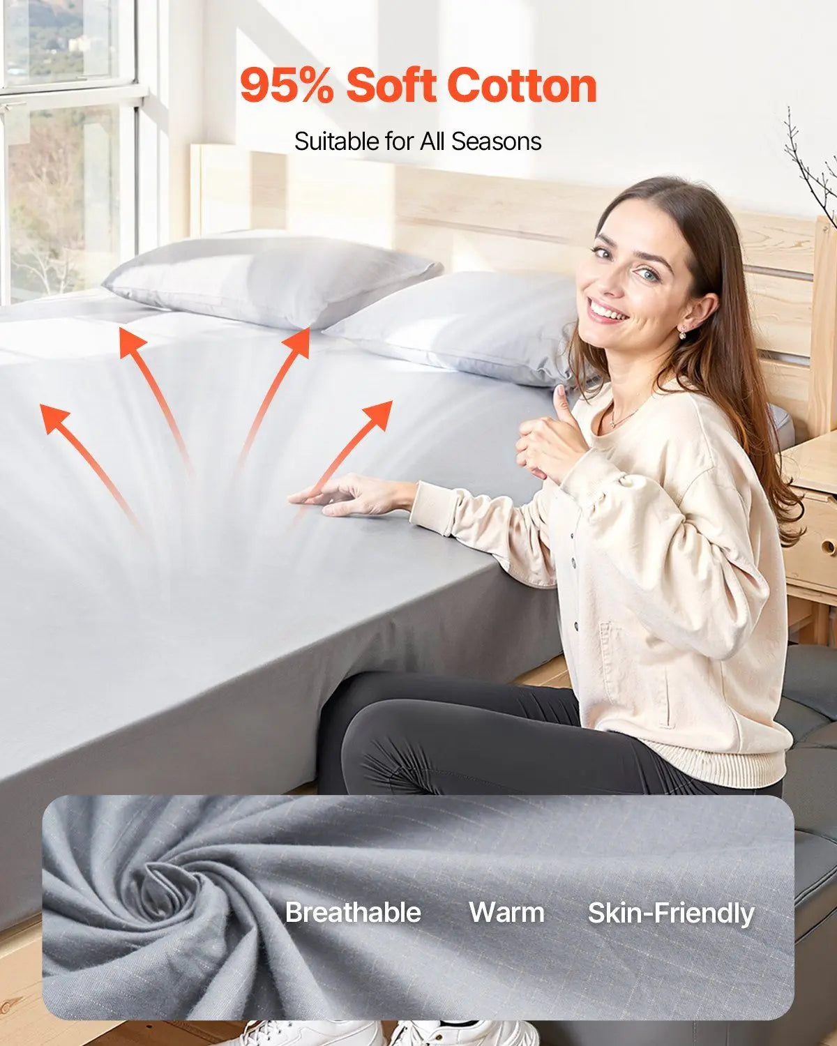 Grounding Sheets King Size 95% Cotton + 5% Silver Fiber Earthing Fitted Sheets