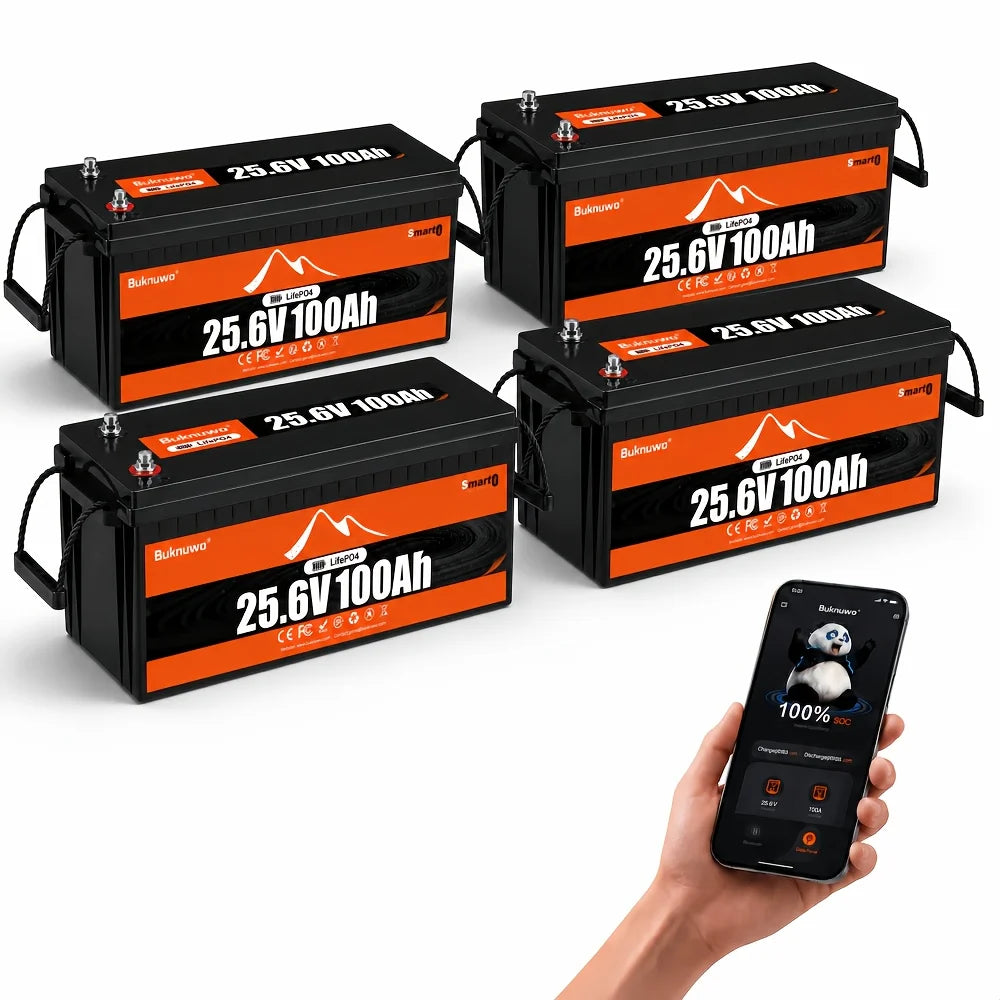 Buknuwo 24V 100Ah Bluetooth And Non-Bluetooth LiFePO4 Lithium Battery,