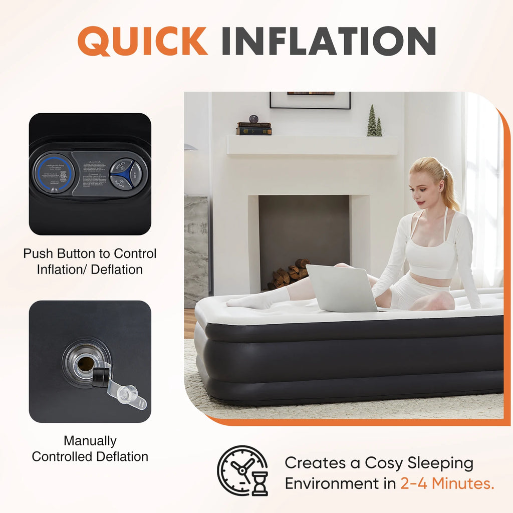 Air Mattress with Built in Pump Weight Capacity 660 lbs Non-Slip Bottom Soft Bed