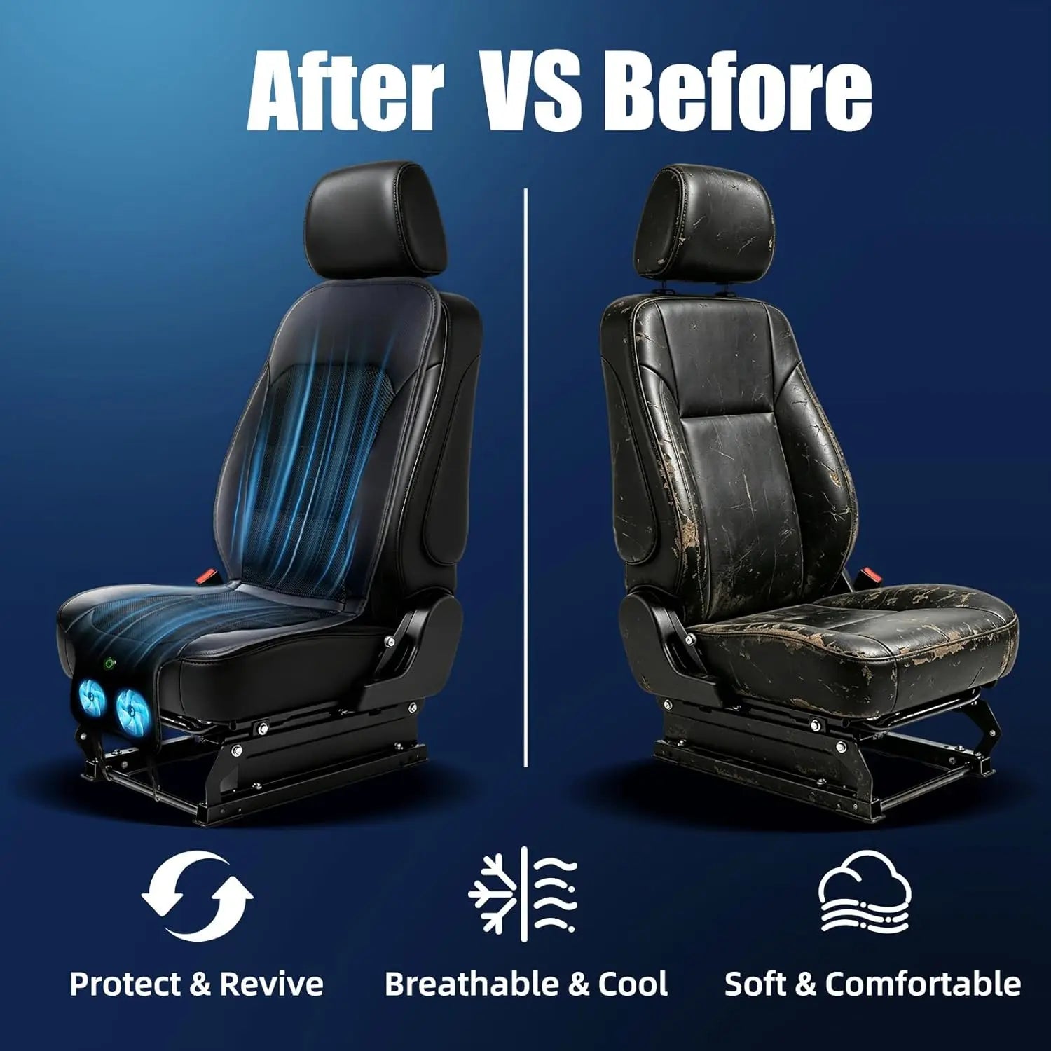 12V, 3Speed Air Cooled Seat Cushion, Universal Non Slip Breathable