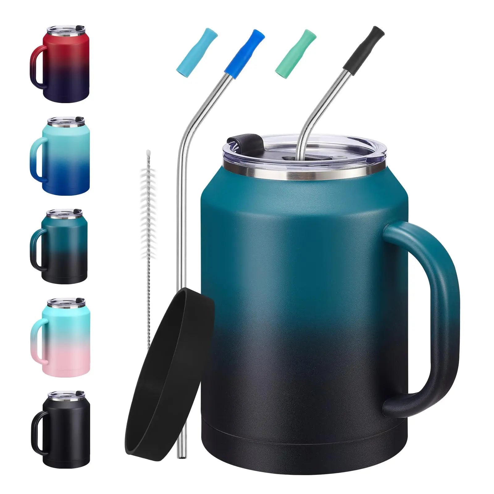 50 oz Insulated Tumbler with Handle and Straw
