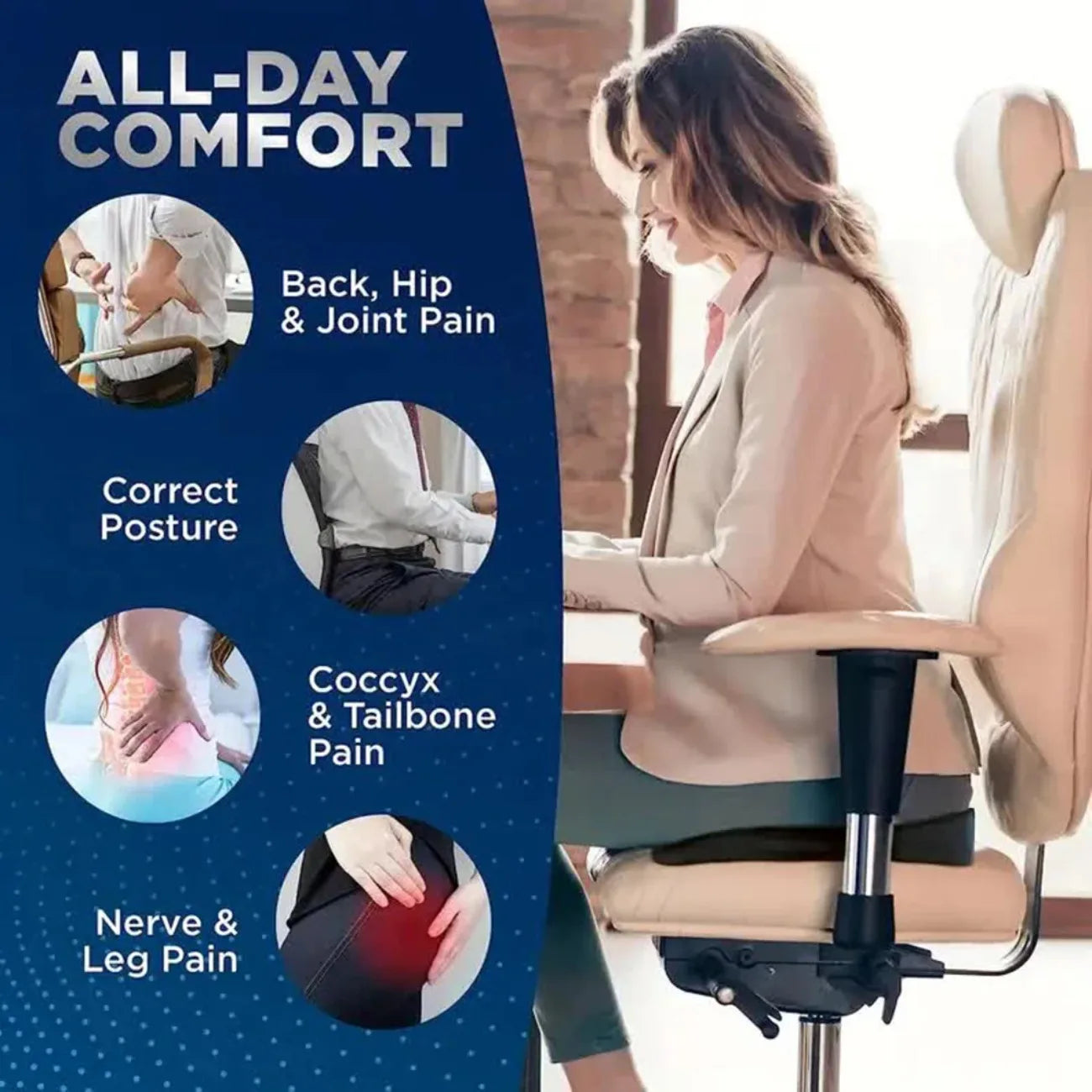 Ergonomic Travel Seat Pillow –  Long Drives and Desk Work