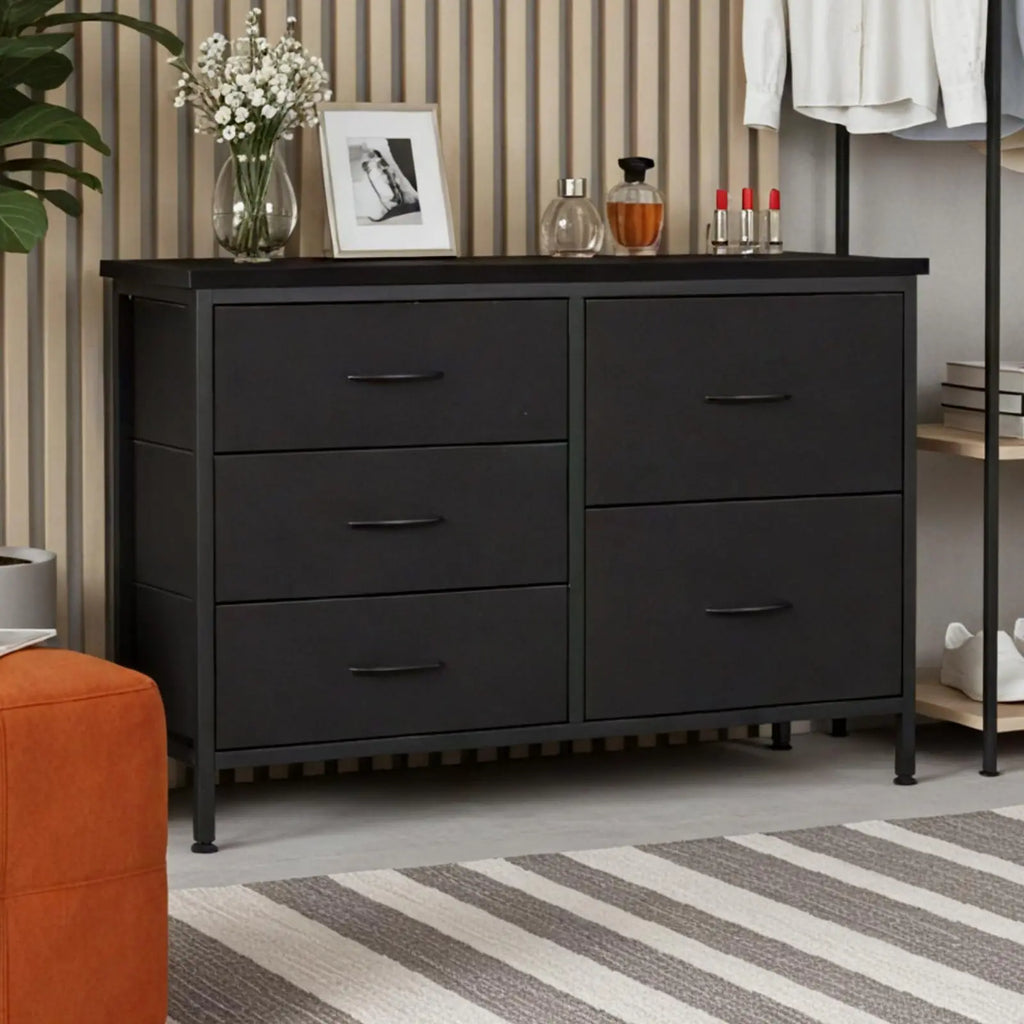 MCQ Cabinet With 5 Fabric Drawers Metal Frame