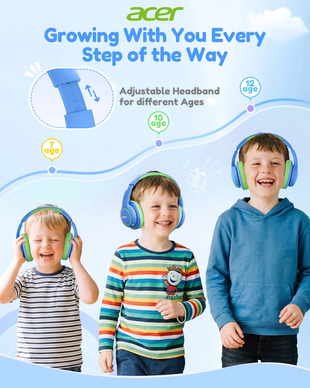 Kids Bluetooth 6.0 Headphones Over Ear Headphone