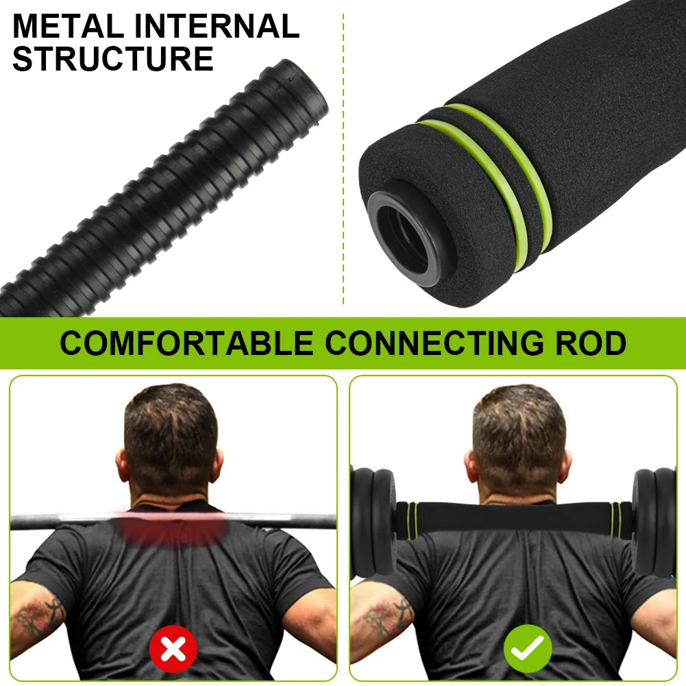 Adjustable Dumbbell Set 44 LBS PVC Coated, 4-in-1 Polygon Iron & Sand Filled Weights with Hollow Iron Rod 50cm & 8 Connectors, Convertible to Barbell Kettlebell, Home Gym Equipment