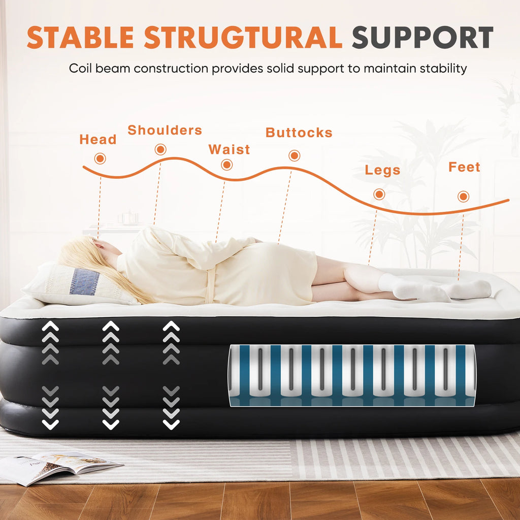 Air Mattress with Built in Pump Weight Capacity 660 lbs Non-Slip Bottom Soft Bed
