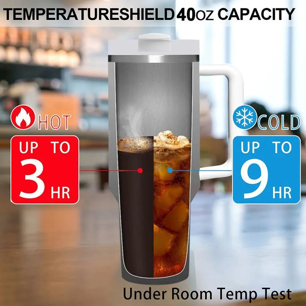 40Oz Insulated Tumbler with Handle And Straw,