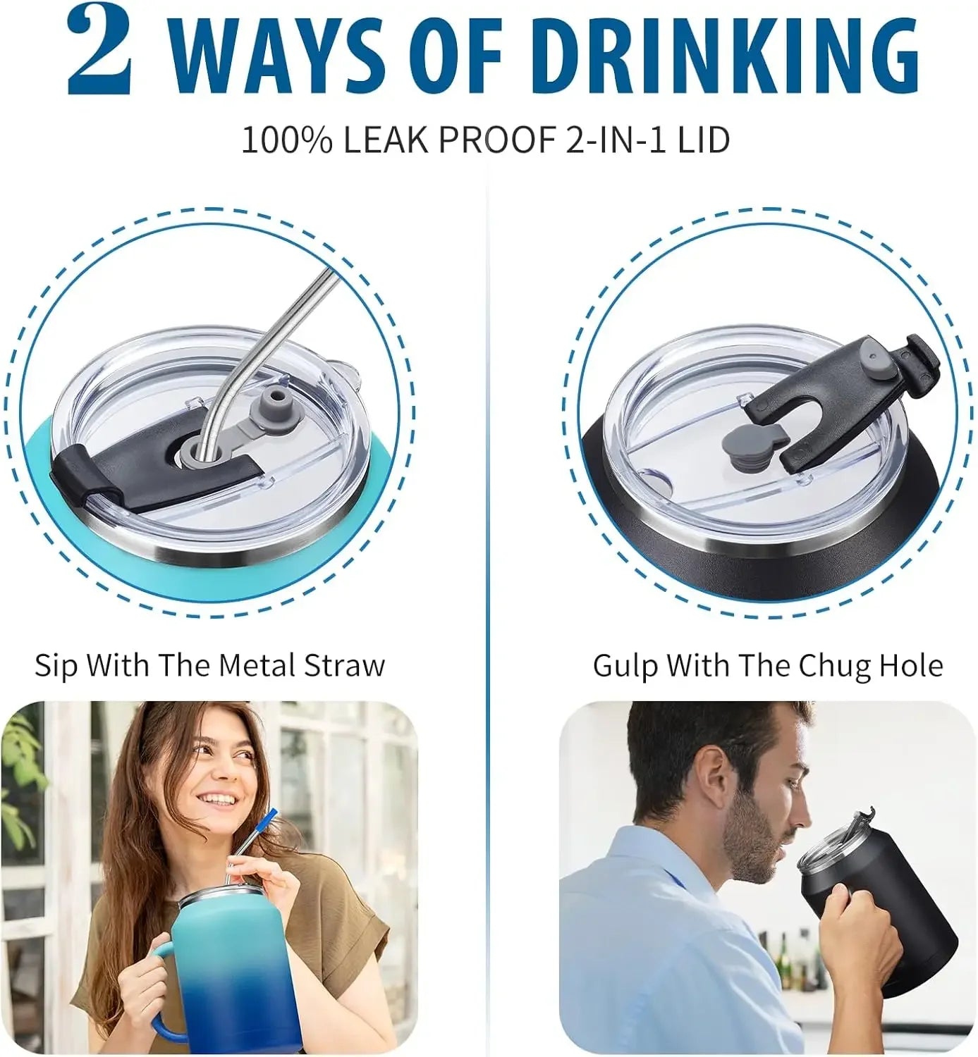 50 oz Insulated Tumbler with Handle and Straw