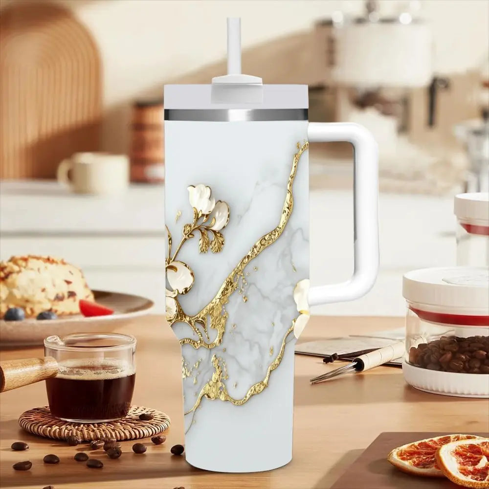 40Oz Insulated Tumbler with Handle And Straw,