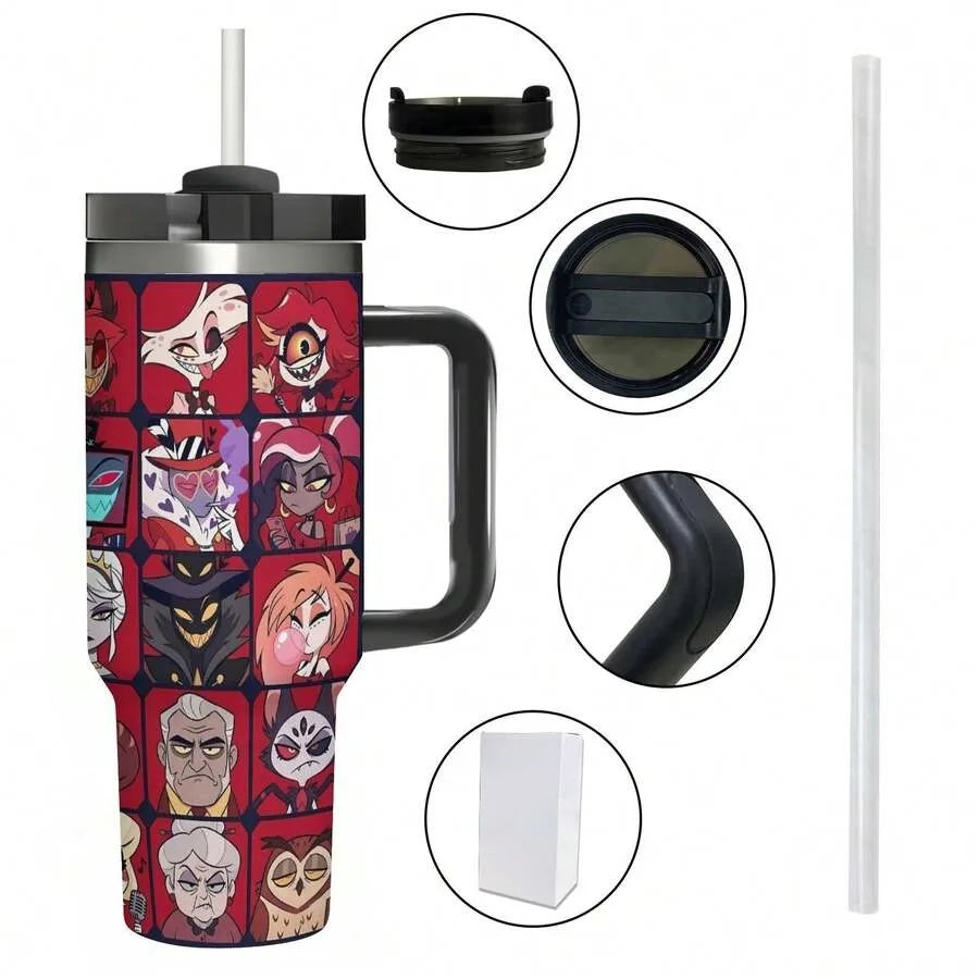 40oz  Hazbin Hotel Insulated Tumbler With Handle And Straw Lid