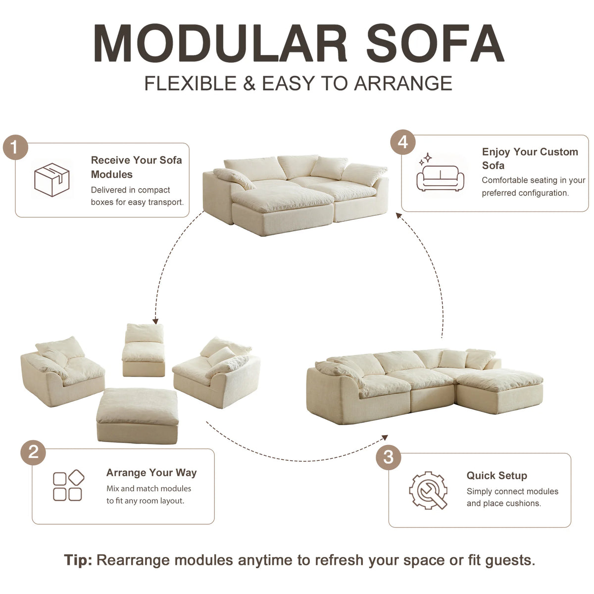 Modern Modular Sectional Sofa Cloud Couch