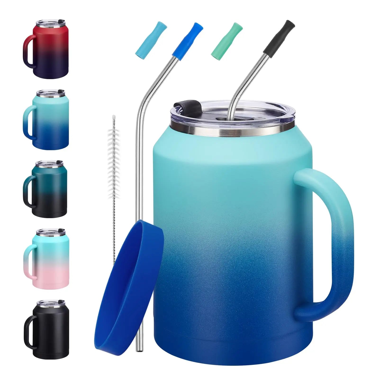 50 oz Insulated Tumbler with Handle and Straw