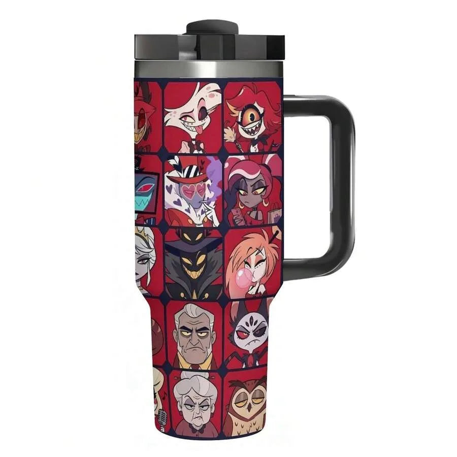 40oz  Hazbin Hotel Insulated Tumbler With Handle And Straw Lid