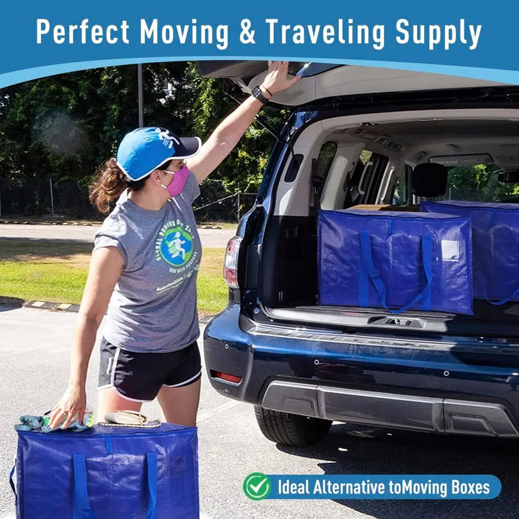 6 Pack Extra Large Moving Bags Heavy Duty with Zippers & Carrying Handles