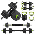 Adjustable Dumbbell Set 44 LBS PVC Coated, 4-in-1 Polygon Iron & Sand Filled Weights with Hollow Iron Rod 50cm & 8 Connectors, Convertible to Barbell Kettlebell, Home Gym Equipment