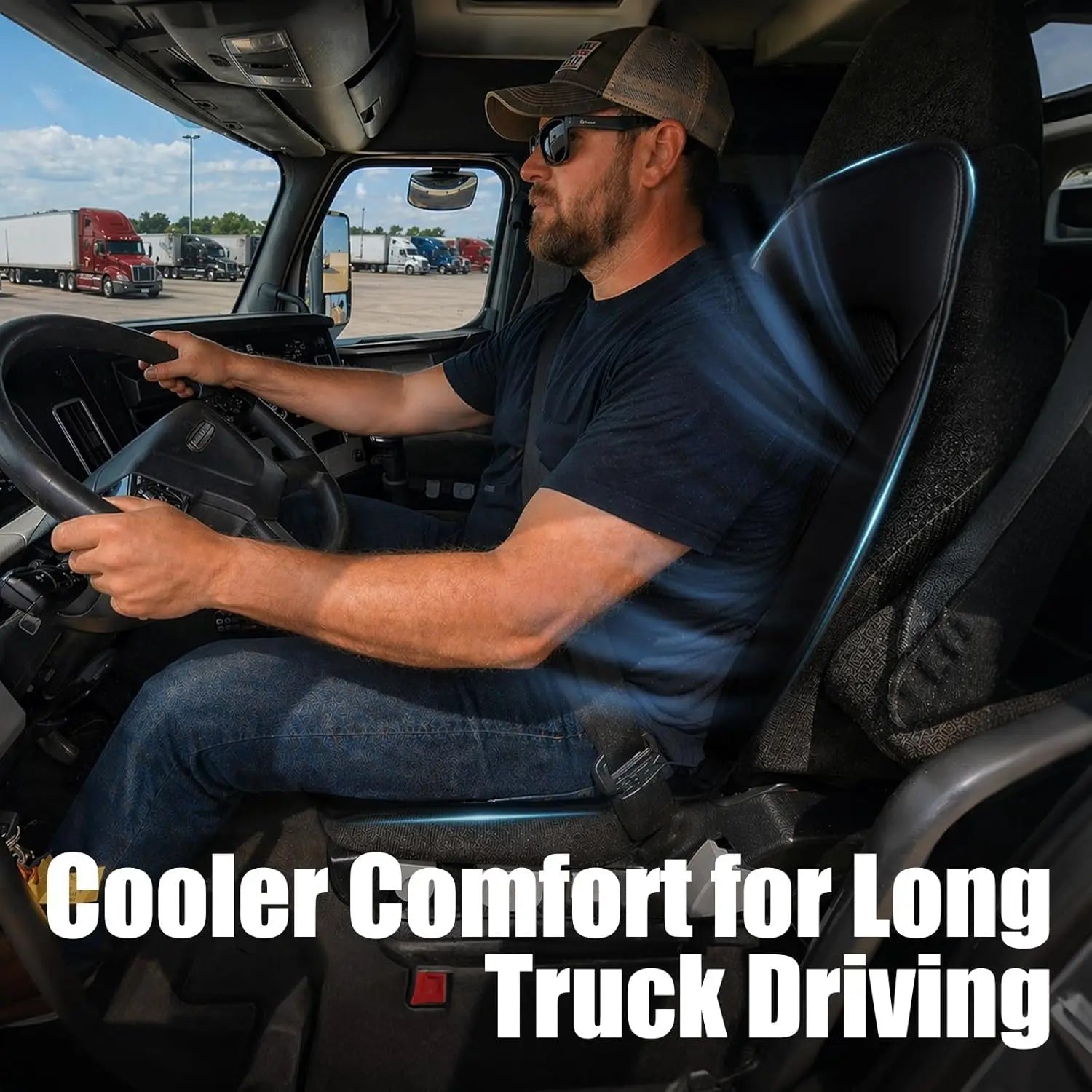 12V, 3Speed Air Cooled Seat Cushion, Universal Non Slip Breathable