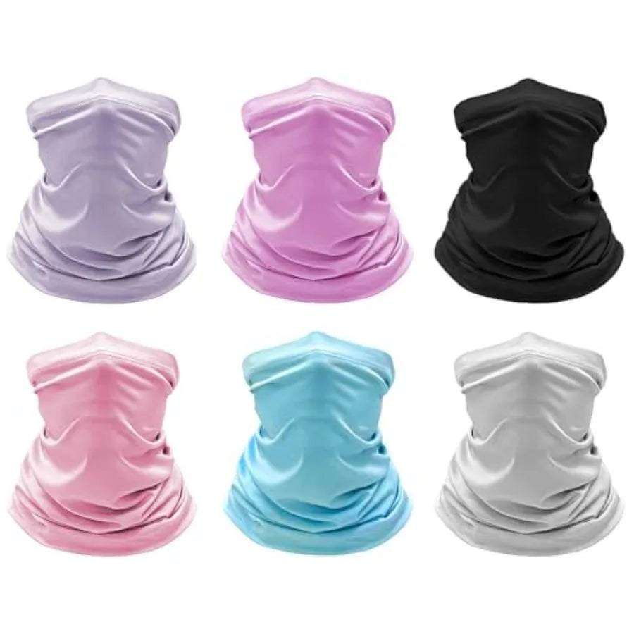 6 Pack Cooling Neck Gaiter Face Cover Mask Summer Breathable Dust UV Bandana Scarf for Men Women Fishing Running Cycling