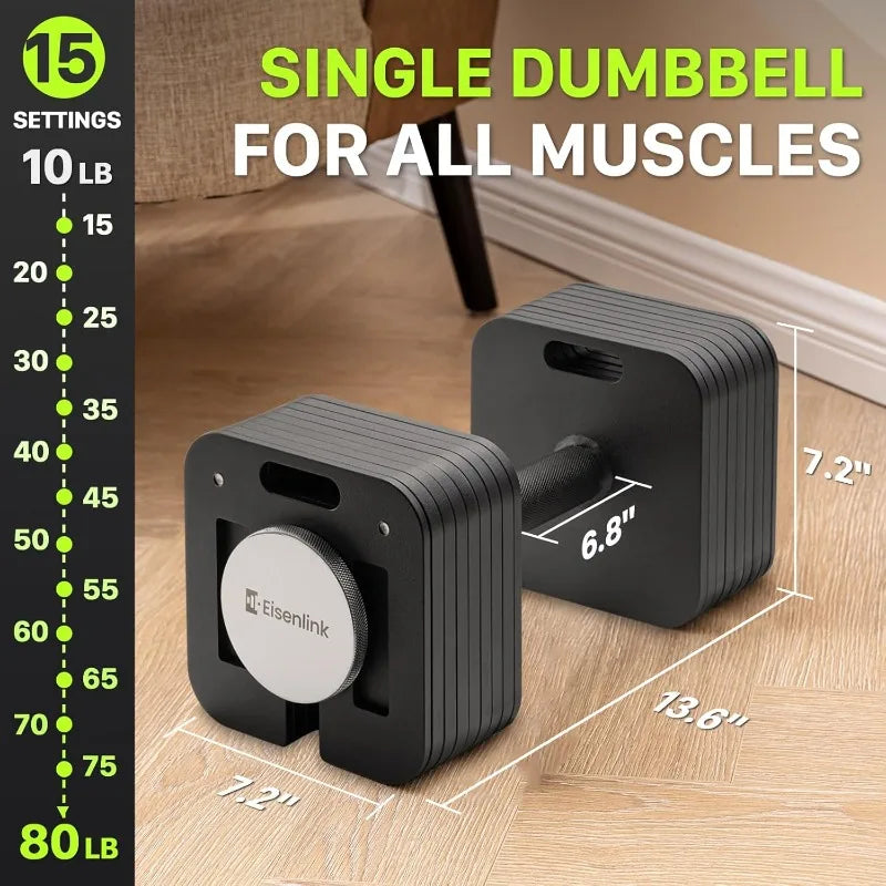 Adjustable Dumbbell Set, 50/80lb, 5lb Increments,