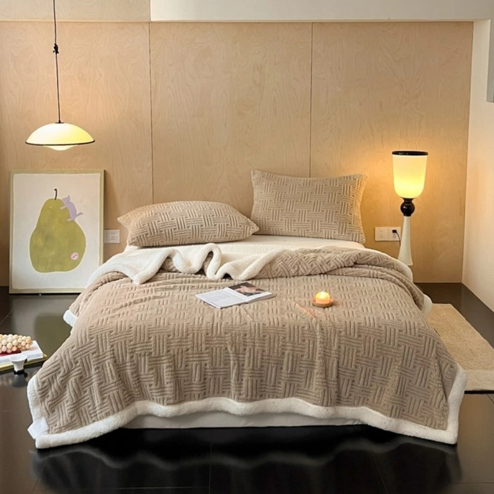 Throw Blanket, Double-Layer Vertical And Horizontal Striped Blanket,