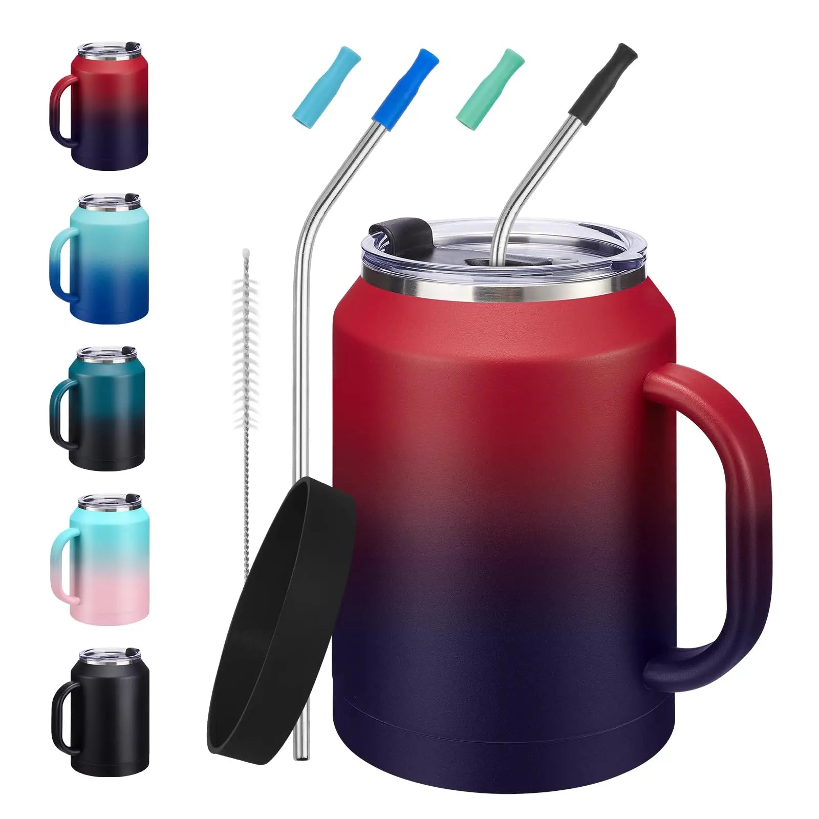 50 oz Insulated Tumbler with Handle and Straw