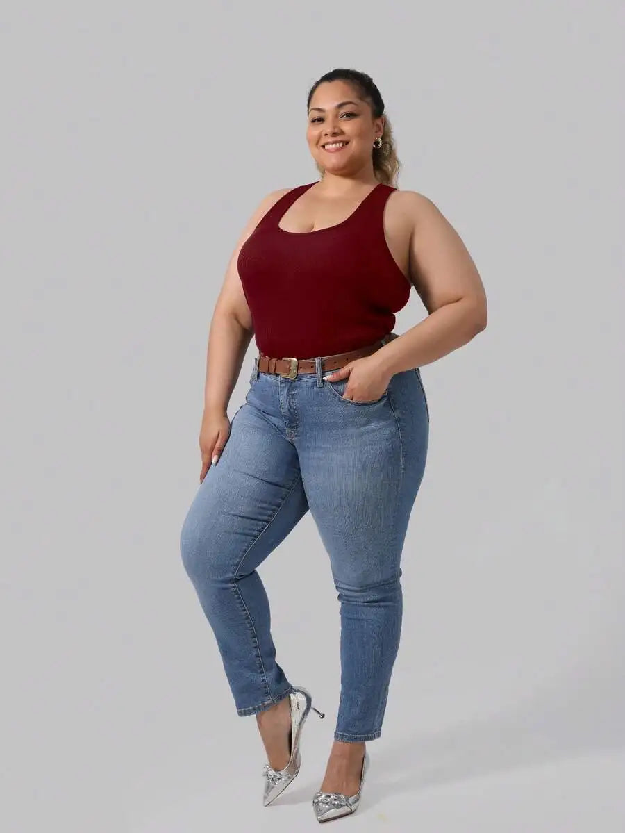 Plus Size Women Tank Top With Built-In Bra
