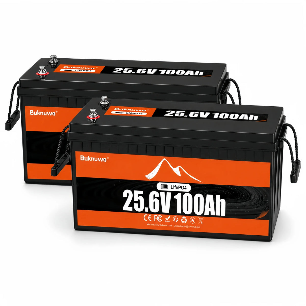 Buknuwo 24V 100Ah Bluetooth And Non-Bluetooth LiFePO4 Lithium Battery,
