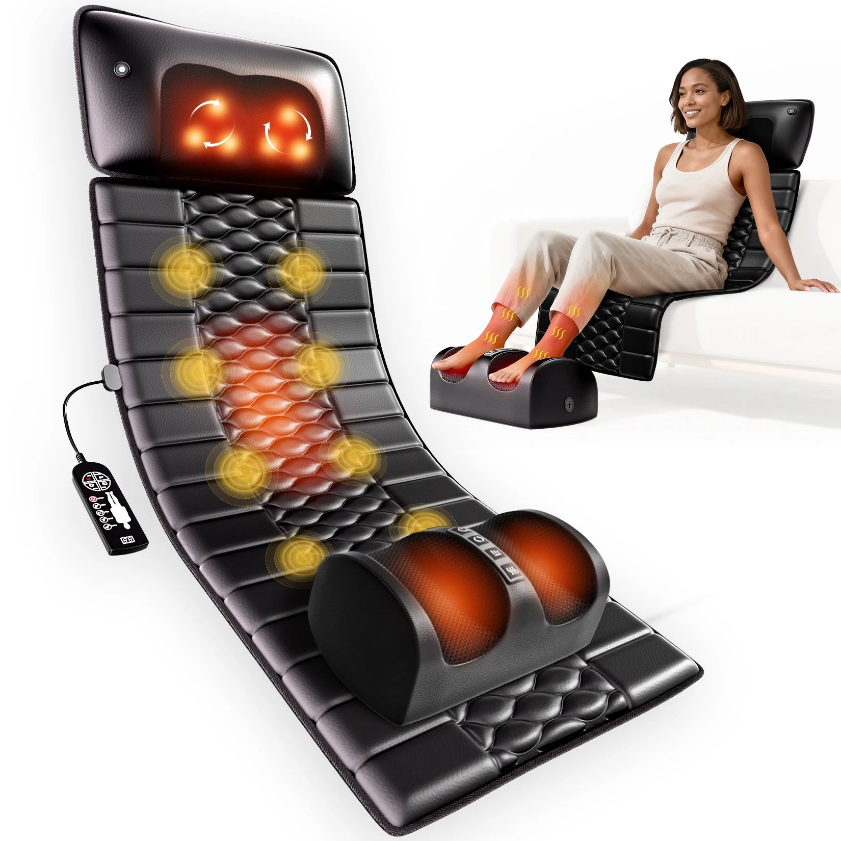 Full Body Massage Mat with Heat, 10 Vibrating Motors,