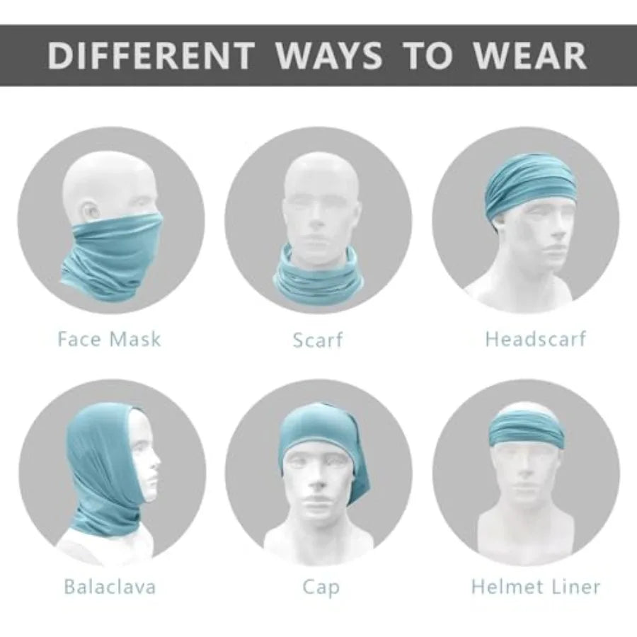 6 Pack Cooling Neck Gaiter Face Cover Mask Summer Breathable Dust UV Bandana Scarf for Men Women Fishing Running Cycling