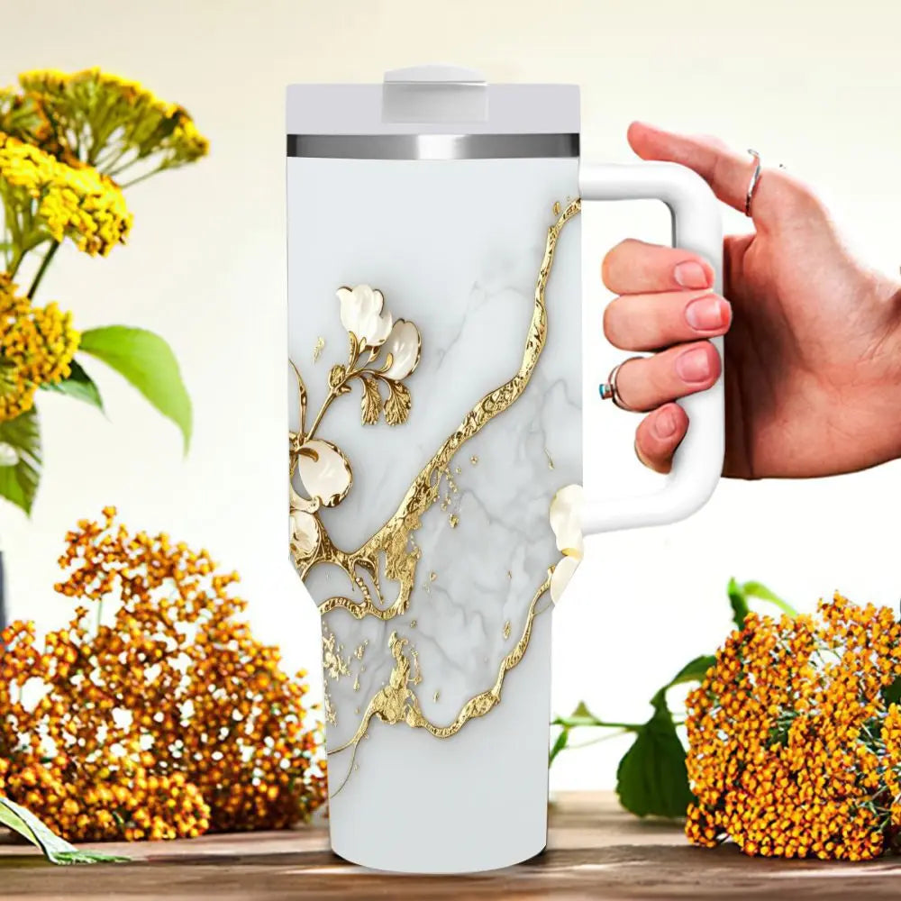 40Oz Insulated Tumbler with Handle And Straw,