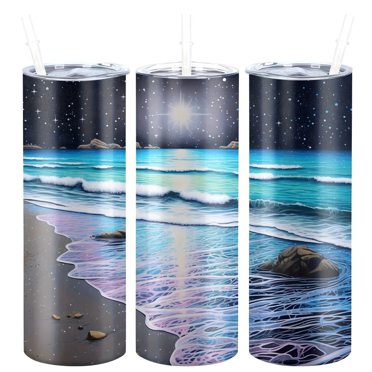 1pc Cup, Summer Beach, Ocean, Personalized Cup With Straw Cap, 20 Oz Stainless Steel Water Bottle, Summer Ice Glass, Summer And Winter Drinks, For Christmas Gifts, Valentine's Day Gifts, Birthday Gifts, Outdoor Travel Accesso