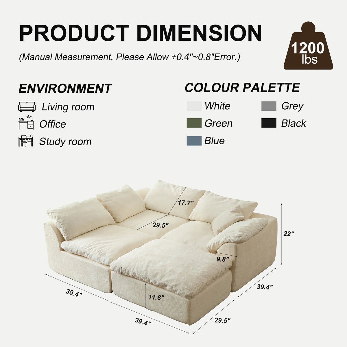 Modern Modular Sectional Sofa Cloud Couch