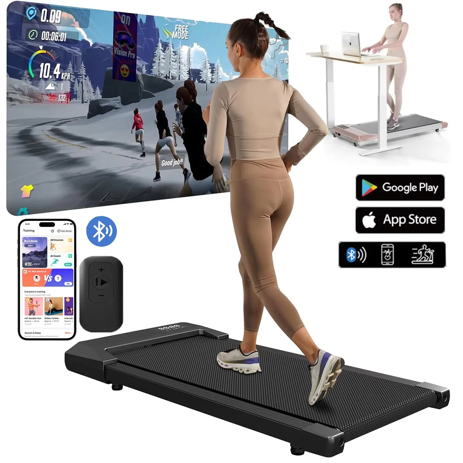 Treadmill/Walking pad for Home, 2in1 Walking Running Fitness Exercise