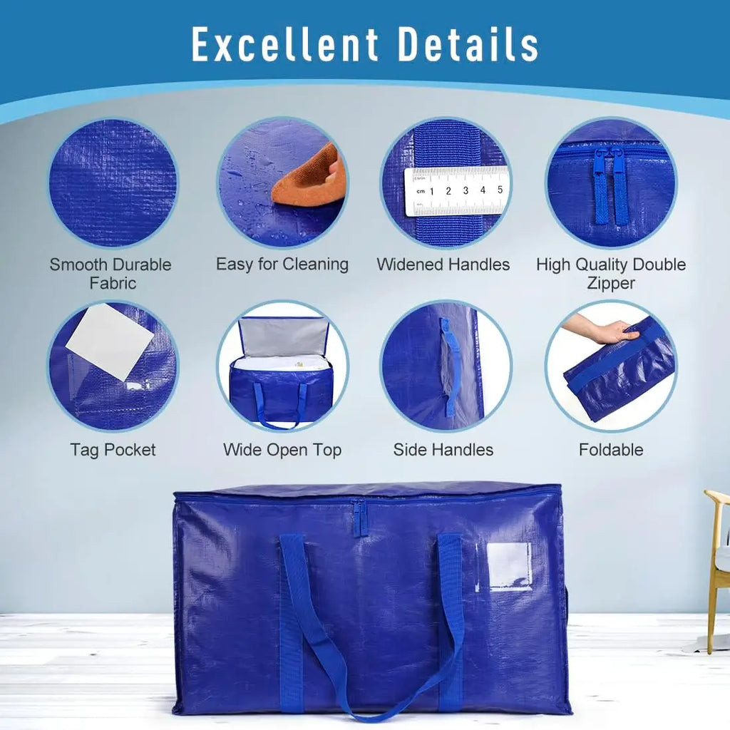 6 Pack Extra Large Moving Bags Heavy Duty with Zippers & Carrying Handles
