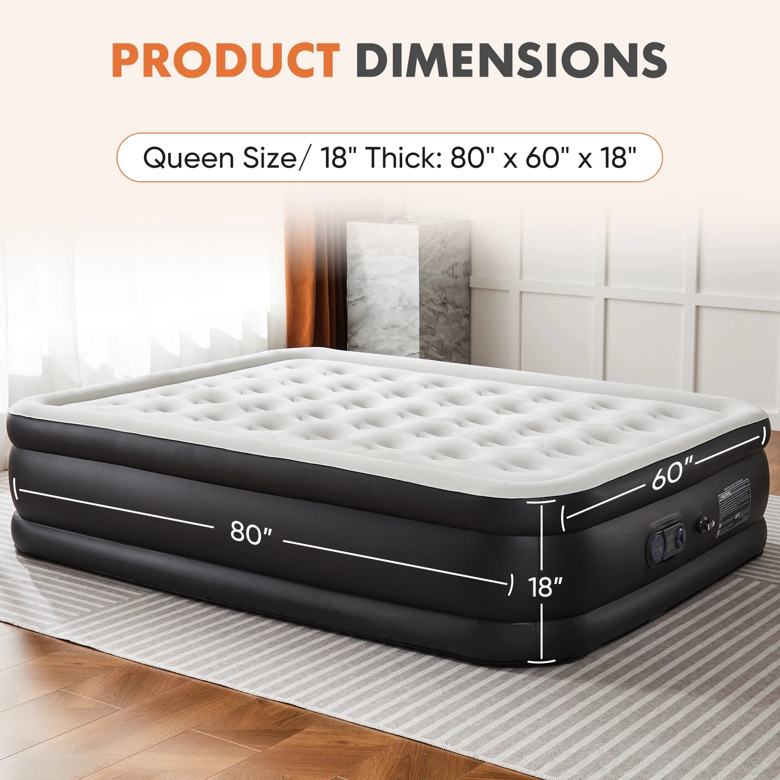 Air Mattress with Built in Pump Weight Capacity 660 lbs Non-Slip Bottom Soft Bed
