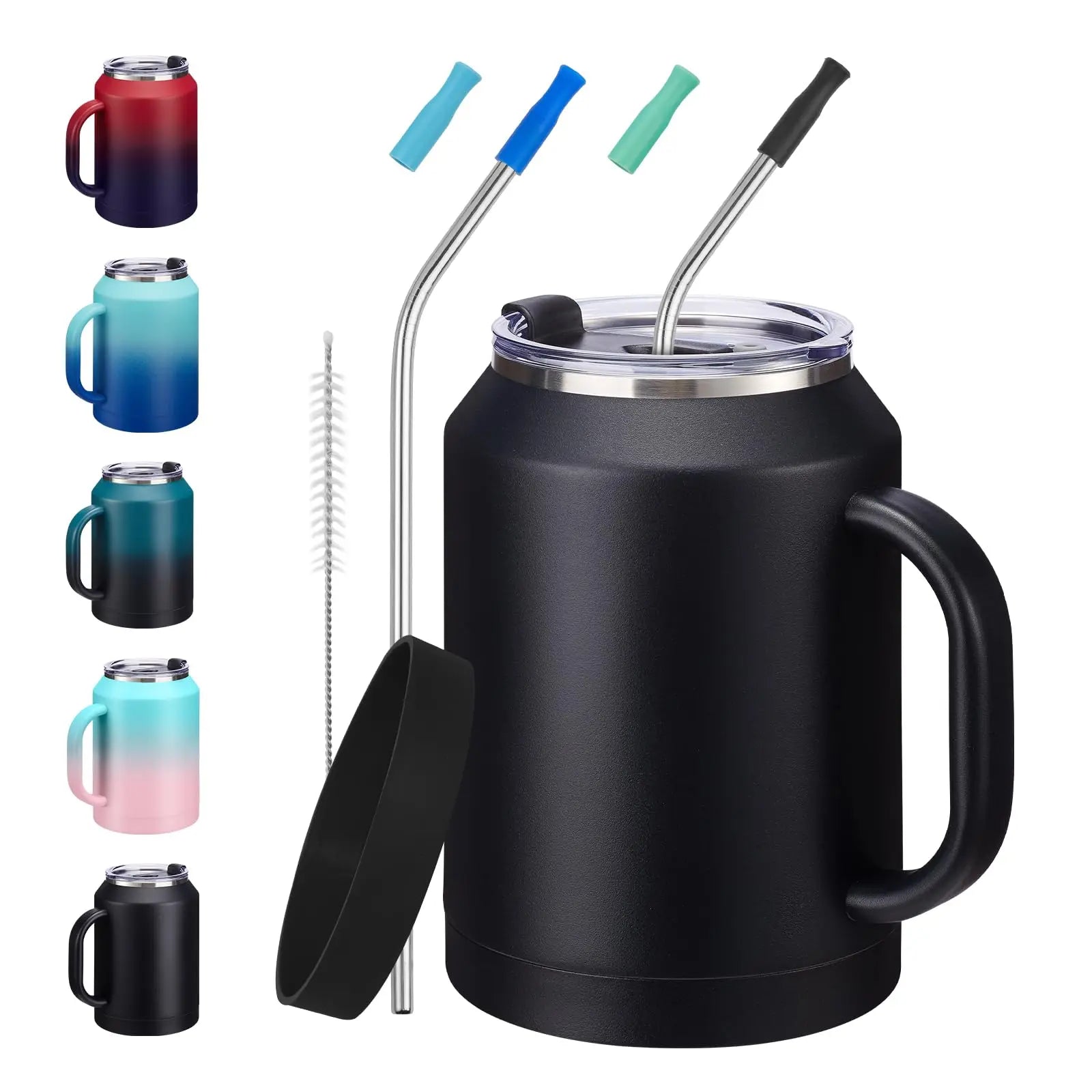50 oz Insulated Tumbler with Handle and Straw