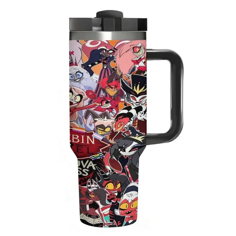 40ozv  Hazbin Insulated Tumbler With Handle And Straw Lid
