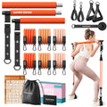Pilates Bar Kit with Resistance Bands–Adjustable Home Gym Workout–Portable Pilates Equipment for Squats,Yoga&Full Body Toning