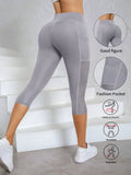 Women's High Waist Lifting Yoga Capri Pants With Pockets