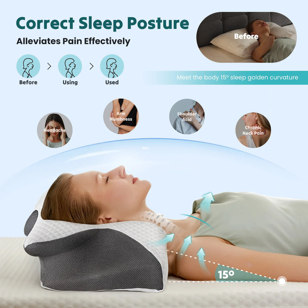 Ergonomic Cervical Neck Pillow Memory Foam