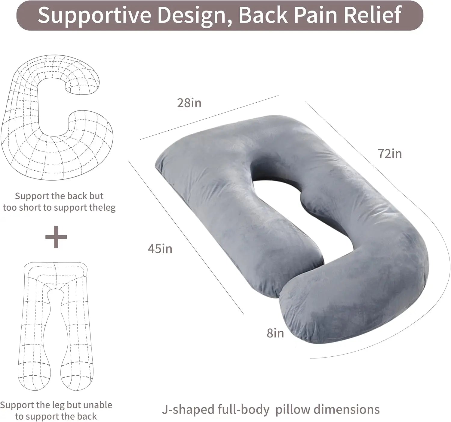 Grey Crystal Velvet G Type Full Body Pillow