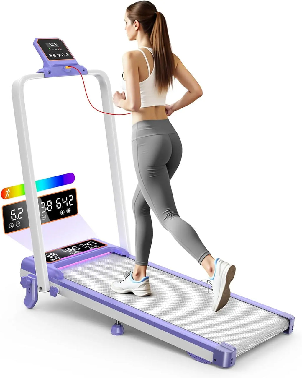 Folding Walking Pad /Dual Screen Display, 350lbs Capacity